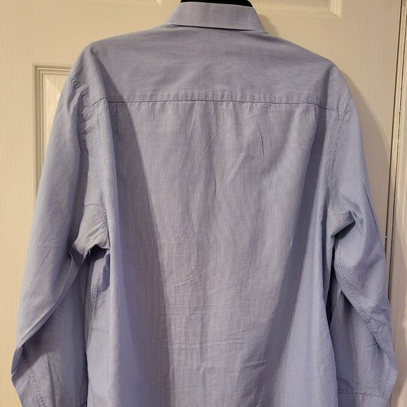 Perry Ellis Portfolio Blue and White Pin-Striped Shirt Sz 16 w/32 X 33 - Picture 5 of 9